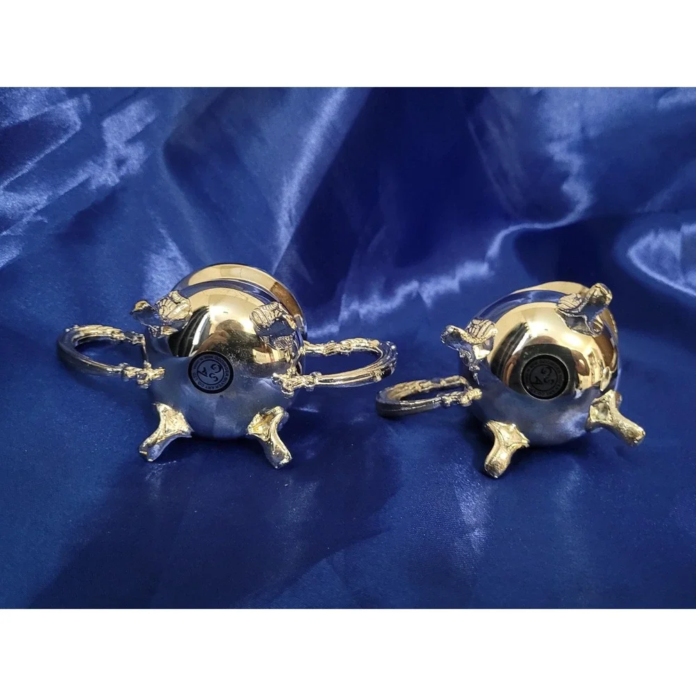 Godinger Silver Arts Mini Tea Coffee Set Creamer Sugar Pot Tray